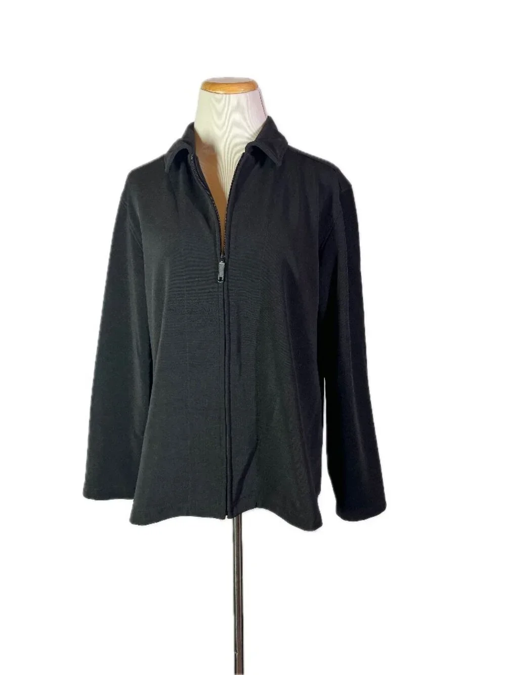 Chico's Design Size 2 (L) Black Full Zip Jacket Polyester